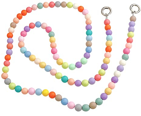 BYNYXI Universal Handykette Perlen Handyanhänger, 120cm Lange Handykette zum Umhängen Necklace Boho Perlen Telefon Kette Umhängeband Bunte Bead Schlüsselbund Kette Handy Schmuck für Damen Mädchen