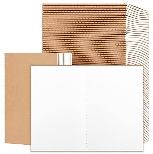 EOOUT 100 Stück A5 Kraftpapier-Notizbücher, leere Seiten, Skizzenbücher Bulk für Kinder, 60 Seiten, 80 g/m², 21,6 x 14,9 cm, Reisetagebuch-Set, für Kunstcamp, Reisende, Studenten und Bürobedarf