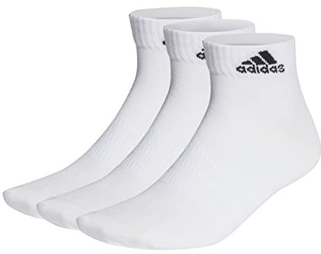adidas Mixte enfant Thin and Light Ankle Socks 3 Pairs, White / Black, 7-8 Years
