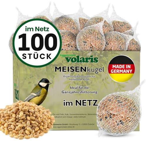 Eggersmann volaris 100 Stück Meisenknödel MEISENkugel mit Netz 9 kg | Körnerkugel für Wildvögel | Nährstoffreiches Ganzahresfutter für alle Vogelarten