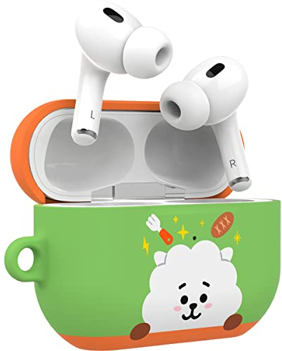 BT21 Offizieller Merchandise-Artikel für AirPods Pro 2 Hülle Schutzhülle Hard Case mit Schlüsselanhänger für AirPods Pro 2nd Generation (2022) - RJ