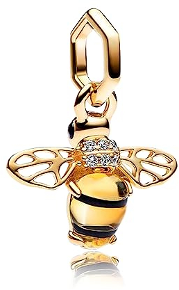 MGIUL Sparkling Bee Dangle Charm für Frauen Armbänder Halsketten mit 5A Cubic Zirconia 925 Sterling Silber Anhänger Perlen Schmuck Geschenk für Mädchen