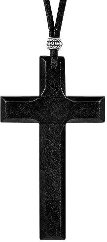 Feilok Herren Ketten Herrenschmuck Halsband Holz Herren Halskette mit Anhänger Kreuz Schwarz für Männer