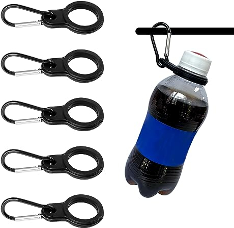 GVSAVY 5-Pack Water Bottle Clip, Silicone Water Bottle Buckle, Water Bottle Lanyard, Buckle Portable Water Bottle Ring Holder With Carabiner, Suitable For Traveling Camping Hiking Outdoor Activities