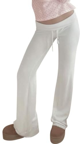 Onsoyours Schlaghose Damen Sexy Y2K Low Waist Skinny Yogahose Jazzpants Lang Bootcut Stretch Flared Hose Hüfthose Sweathose Freizeithose Vintage Lang Sporthose