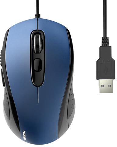 TECKNET Mouse con Filo, 6400 DPI Ottico Wired Mouse USB, 6 Pulsanti & 1.5M Cavo, Ergonomico Cablato per PC, Laptop, Portatile, Ufficio