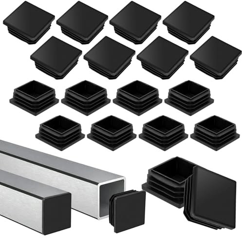 20 Pièces Bouchon Tube Carré 40x40 mm, Bouchons pour Tuyau en Plastique, Noir Bouchons à Lamelles pour Tubes Carrés, Bouchon Tube Carré pour Tubes Métalliques, Chaises, Canapés, Tables et Étagères