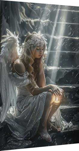 DIY Kerze Diamond Painting, Diamant Painting Bilder Engel Basteln Erwachsene, Diamond Painting xxl 30x60cm 5D Diamant Art Painting, Diamant Malerei Cross Stitch Set für Schlafzimmer Wanddekor S2-421