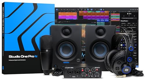 PreSonus AudioBox 96 Complete Bundle - 2x2 USB Audio Interface, Studio One Pro DAW, Eris 3.5 Monitors, M7 MKII Mic, HD7 Headphones