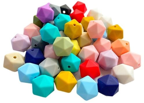 50 Pcs Hexagon Silicone Beads,17mm Silicone Beads for Keychain Making Kit, Lanyard Making,Keychains, and Craft Projects, Premium Silicone Bead Kit for DIY Enthusiasts