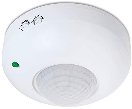 conecto Détecteur de Mouvement extérieur, pour LED et Lampes, Montage Apparent au Plafond 360° Zone de détection 6m, Infrarouge, IP20, Blanc