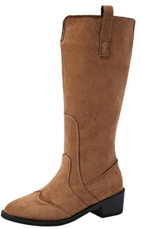 Generico Stivali Texani Camperos Texani Western Scarponcino a Metà Polpaccio Stivali Donna Alti con Tacco Tronchetti Equitazione Stivali Lunghi da Donna Piatti Stivaletti a Punta Cerniera Boots