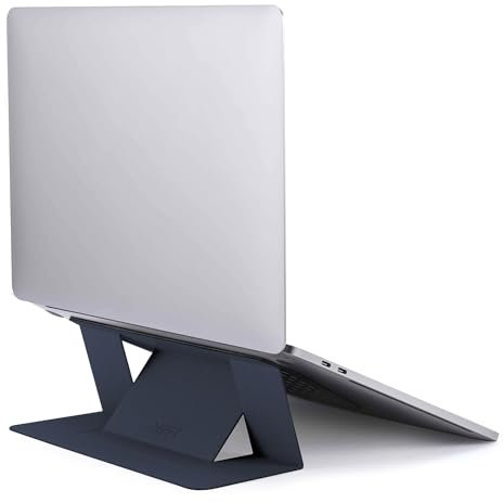 MOFT Laptop Ständer, Faltbarer Laptopständer Notebook Ständer mit 2 einstellbaren Winkeln, Haltung Verbessern, Kompatibel mit MacBook Air, MacBook Pro 11''-16'', Selbstklebender - Marine Blau