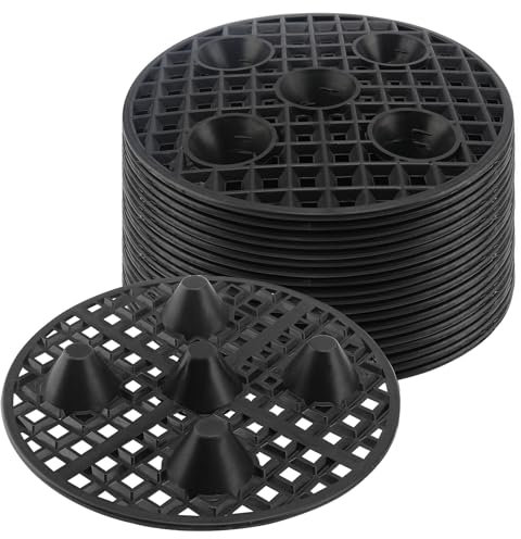 FUNSUEI 20 PCS 20cm/8 Inch Black Plant Level Pot Elevator, Round Plant Flower Pot Holder, Plastic Plant Risers Plant Holder Support Rack for Indoor Outdoor Garden