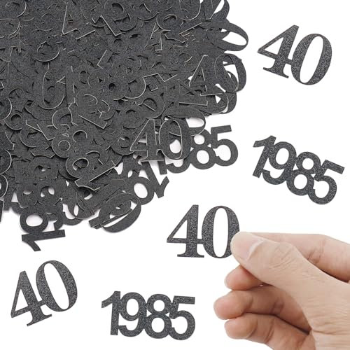 ALEGRE Glitzer Konfetti 40. Geburtstag Deko Groß 3,4-5,1cm, 100 Stk für Frau Mann, Streudeko 1985, Tischdeko Männer Frauen, Luftschlangen