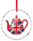 British Tea UK Teapot Union Jack Flag Christmas Ornament Xmas Crystal Glass Hanging Decorations for Christmas Tree Home Party