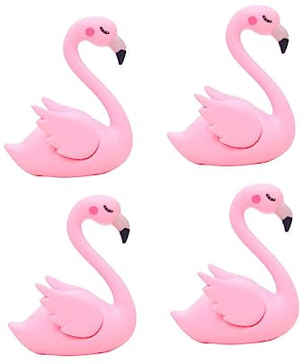 TINEASUR 4stücke Flamingo Kuchendekor Aus Kunststoff Flamingo-ornament Bezaubernde Kuchendekoration Modisches Flamingo-auto Oder Wohndekor Für Tisch Schreibtisch Bücherregal