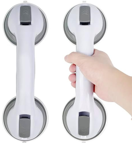 2 Stück Haltegriff Dusche Ohne Bohren, Haltegriffe für Senioren, Wannengriff Griffstangen Duschgriff mit Saugnapf