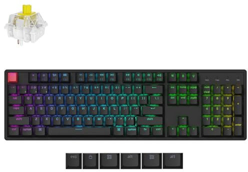 Keychron K10 QMK Kabellose mechanische Tastatur, volle Größe, 104 Tasten, Gaming-Tastatur mit Aluminiumrahmen, vorgeschmierter Super-Banananen-Schalter mit RGB-Hintergrundbeleuchtung für Mac Windows