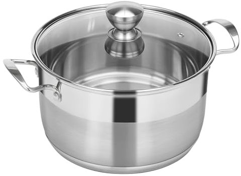 Ohtomber Stainless Steel Stock Pot - 12 Quart Large Cooking Induction Pot with Lid for Pasta, Soup, Spaghetti, Nonstick Thick Base Deep Stockpot, Kitchen Cookware for Stew, Simmer, Boiling, Canning