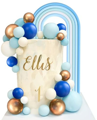 Blue Ball Cake Topper Rose Gold Balloons for Cake Decorating Supplies Balls Cake Decorations for Birthday Wedding Bridal Shower Baby Shower