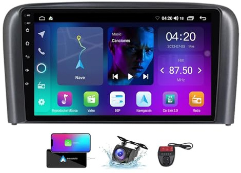 ZZPHKK Android 13 Autoradio für Volvo S80 1998-2006 mit Carplay Android Auto, 9 Zoll Auto Stereo Radio mit Carplay Android Auto Bluetooth 5.0 GPS FM/RDS Radio SWC Rückfahrkamera(NF-1)