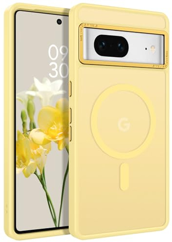 YINLAI für Google Pixel 7 Hülle Kompatibel mit MagSafe,Handyhülle Magnetisch Translucent Matt Stoßfest Kratzfest Cover Case Schutzhülle für Google Pixel 7 6.3,Gelb