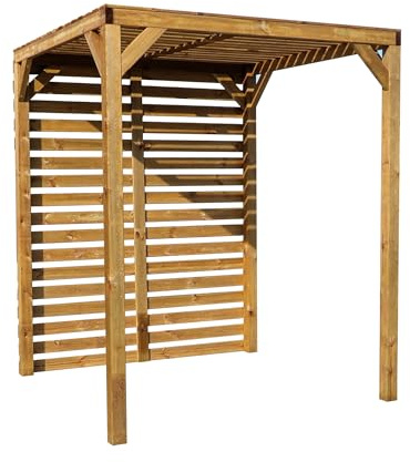 WALTONS | Garden Pergola 2m x 2m | Pressure Treated | Flat Roof | Slatted Sides | Wooden Outdoor Gazebo | 3.5 x 3.5 Posts | 2m x 2m |