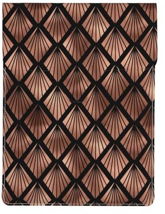 Éventails Art Déco en Or Rose sur Fond Noir,Housse en Cuir synthétique pour Ordinateur Portable, Sacoche pour Ordinateur Portable, Sacoche pour Tablette