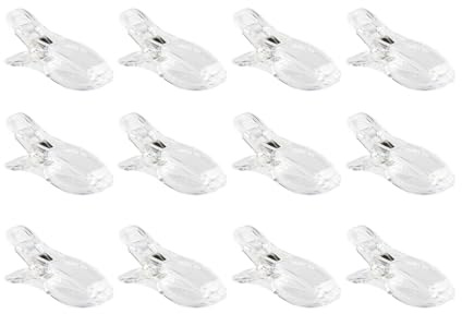 Wellrun 12PCS Vertical Blind Fixing Clips,Transparent Curtain Clips,Plastic Curtain Holders for Blinds and Roman Shades