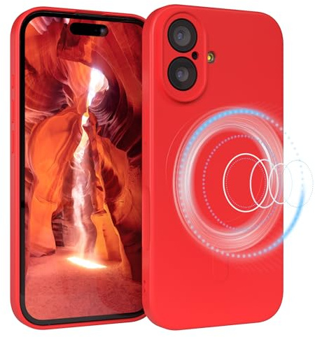 EAZY CASE - Silikonhülle magnetisch für iPhone 17 Hülle Silikon Rot weich stoßfeste Magnet Handyhülle Schutzhülle mit Kameraschutz Dünn Schutz Cover TPU Bumper in Mattrot