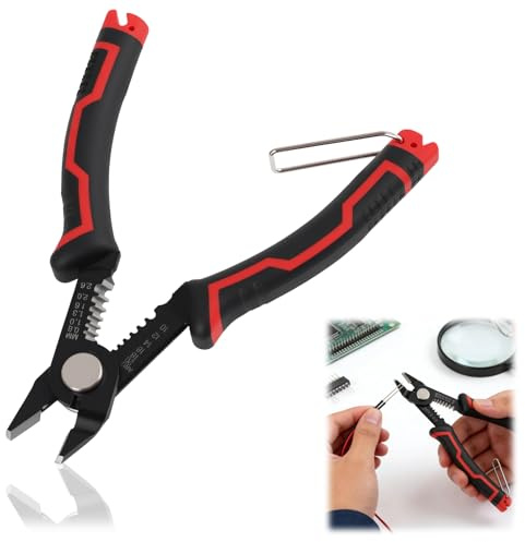 3-in-1 Seitenschneider, Abisolierzange und Schneidzange, Präzisionszange für Elektronik, Platinenarbeiten, Ergonomischer Griff, Versteckte Feder, Anti-Rutsch, Langlebig