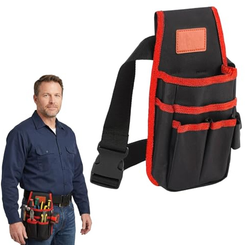 6-Pockets Tool Belt Bag, Adjustable Tool Belt Pouch, Tool Pouch for Carpenters, Gardeners, Builders, and DIY Enthusiasts