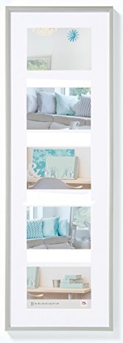 walther design Bilderrahmen silber 5X 10x15 cm Galerie mit Passepartout, New Lifestyle Kunststoffrahmen KV515S