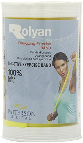 Rolyan Energising Exercise Bands, Ideal Resistance Tool for Upper and Lower Extremity Exercises to Tone Muscles and Increase Flexibility, Supports Physical Therapy, Latex Free, Yellow, Light, 5m