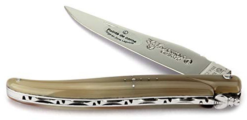 Laguiole en Aubrac Taschenmesser 12 cm L0512PCIF Griff massive Hornspitze Messer Klinge glänzend