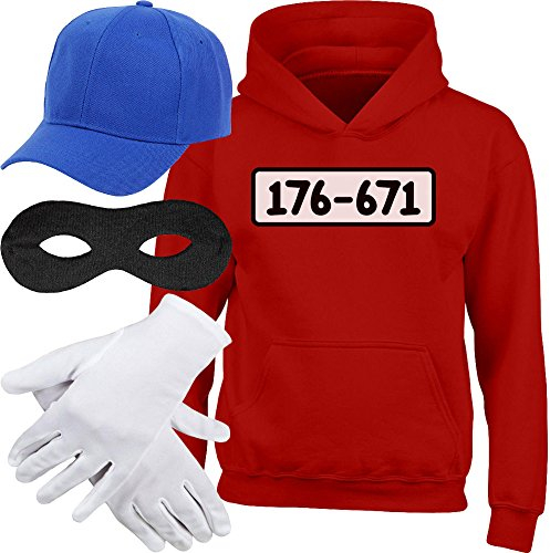 Shirtgeil Kids Panzerknacker Hoodie + MÜTZE + Maske + Handschuhe Kinder Kapuzenpullover Hoodie XL Rot