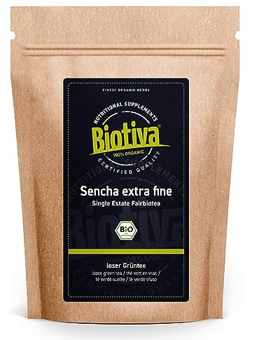 Biotiva Sencha Grüntee Bio 1000g - Top Sencha - 1kg-Spitzenpreis - Mild, leicht grasig, dabei feinherb und blumig - Fairbiotea-Zertifikat - Abgefüllt und kontrolliert in Deutschland (DE-ÖKO-005)