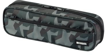 LIHITLAB Large Capacity Zipper Long Pencil Case For School Office College, Big Capacity Pencil Bag Holder Adults Teen Boys Girls, Travel Cosmetics Storage, Green Camo (A7552-131)