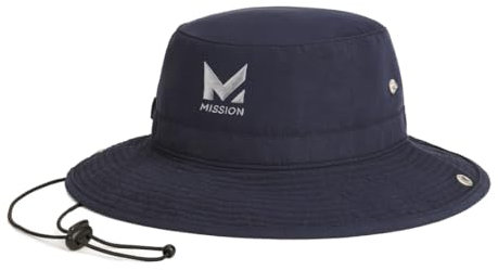 MISSION Kühlender Fischerhut, Uni, breiter Rand, leicht, faltbar und langlebig, kühlt bis zu 2 Stunden, Marineblau, Einheitsgröße