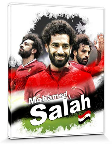 1art1 Fußball Poster Mohamed Salah, LFC Bilder Leinwand-Bild Auf Keilrahmen | XXL-Wandbild Poster Kunstdruck Als Leinwandbild 50x40 cm