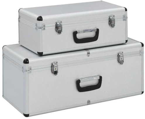 vidaXL Storage Cases 2 pcs Silver Aluminium