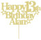 EDSG Personalised Happy Birthday Cake Topper Custom Party Decoration with Any Name Any Age Multicolour Glitter Cake Topper 13th 16th 18th 21st 30th 50th 60th 80th Hand Finished in UK (Champagne Gold)