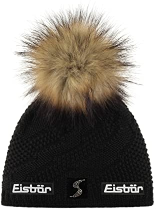 Eisbär Yva Lux Crystal SP Beanie Mütze Strickmütze Wintermütze Skimütze Damenmütze (One Size - schwarz)