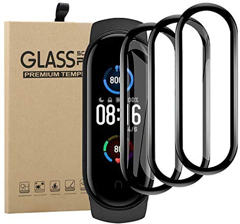 3 Unidades Protector De Pantalla Para Xiaomi Mi Band 6/ Mi Band 5, [ Cobertura Completa] 9H Dureza De Alta Definición Protector