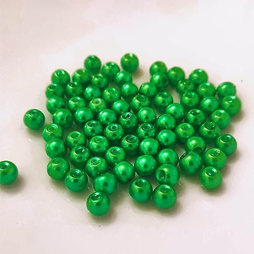 (6 mm/Grün) Glasperlen - Bastelperlen aus Glas rund - 30 Farben mit Loch Perlen zum Basteln auffädeln Armbänder Traumfänger bunt Set DIY mini kleine große Kinder Bastelperlen Schmuck