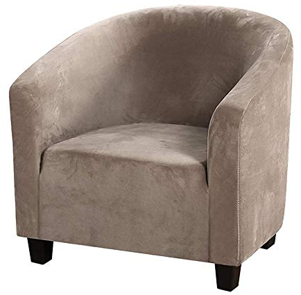 ele ELEOPTION Sesselschoner Bedruckte Sesselüberwurf Stretch Sesselhusse Abnehmbar Waschbar Cocktailsessel Hussen Couch Überwurf Sesselbezug für Cafe Stuhl Sessel (Braun)