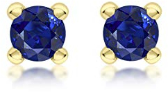 CARISSIMA Damen-Ohrstecker Geburtsstein September Saphir Zirkonia Gelbgold 9kt 4mm