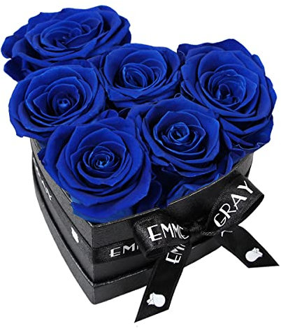 EG EMMIE GRAY Classic Infinity Rosenbox | Herz | Schwarz - Infinity Rosen, bis zu 3 Jahre haltbar, Flowerbox mit konservierten Rosen, Blumenbox (Ocean Blue, S)