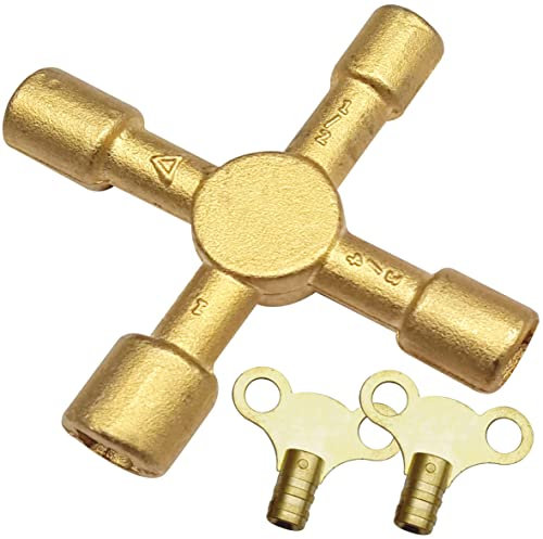 BOLTWORK 3pc Radiator & Bleed Key Brass Radiator 4 Way Professional Brass Multipurpose Utility Key Bleeding Radiators & Air Vents for Gas & Electric Meter 1% of Sale Value Will be Donated